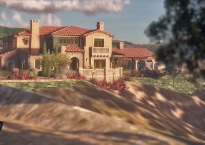 Rendered finished design of a Tuscan style 2-story home in Southern California